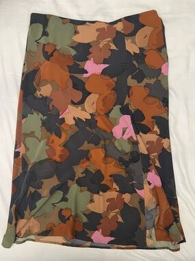 Time and Tru Black Multi Floral Midi Skirt